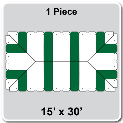 15' x 30' Classic Pole Tent, 1 Piece, 16 oz. Ratchet Top, White and Forest Green