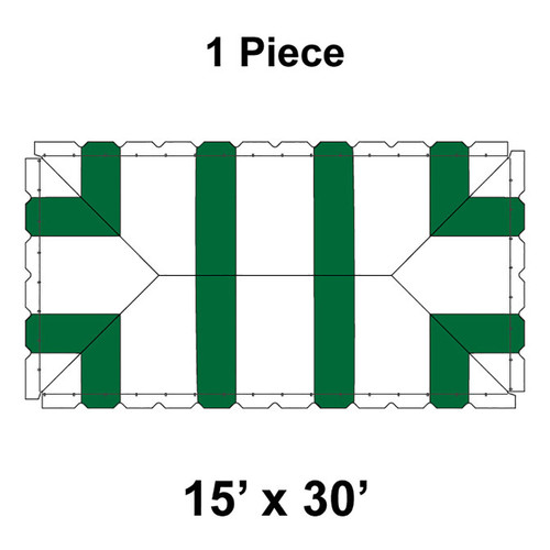 15' x 30' Classic Pole Tent, 1 Piece, 16 oz. Ratchet Top, White and Forest Green 15' x 30' Classic Pole Tent, 1 Piece, 16 oz. Ratchet Top, White and Forest Green