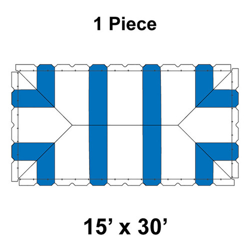 15' x 30' Classic Pole Tent, 1 Piece, 16 oz. Ratchet Top, White and Blue