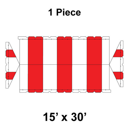 15' x 30' Gable Frame Tent, 1 Piece, 16 oz. Ratchet Top, White and Red-product-main_image -product-main_image