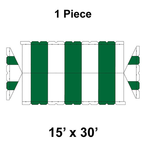 15' x 30' Gable Frame Tent, 1 Piece, 16 oz. Ratchet Top, White and Forest Green-product-main_image -product-main_image