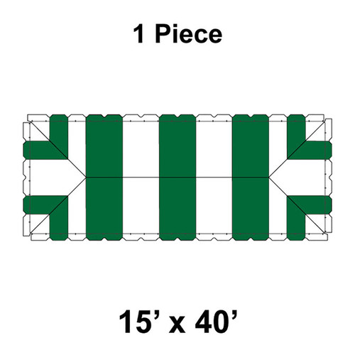 15' x 40' Classic Frame Tent, 1 Piece, 16 oz. Ratchet Top, White and Forest Green