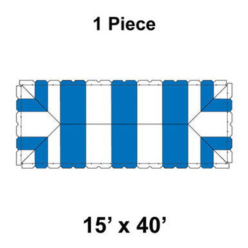 15' x 40' Classic Frame Tent, 1 Piece, 16 oz. Ratchet Top, White and Blue 15' x 40' Classic Frame Tent, 1 Piece, 16 oz. Ratchet Top, White and Blue