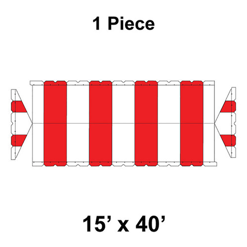 15' x 40' Gable Frame Tent, 1 Piece, 16 oz. Ratchet Top, White and Red-product-main_image -product-main_image