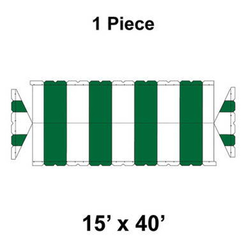 15' x 40' Gable Frame Tent, 1 Piece, 16 oz. Ratchet Top, White and Forest Green 15' x 40' Gable Frame Tent, 1 Piece, 16 oz. Ratchet Top, White and Forest Green