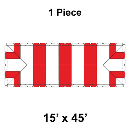 15' x 45' Classic Frame Tent, 1 Piece, 16 oz. Ratchet Top, White and Red