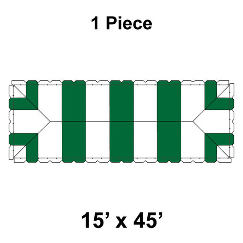 15' x 45' Classic Frame Tent, 1 Piece, 16 oz. Ratchet Top, White and Forest Green
