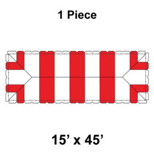 15' x 45' Classic Pole Tent, 1 Piece, 16 oz. Ratchet Top, White and Red 15' x 45' Classic Pole Tent, 1 Piece, 16 oz. Ratchet Top, White and Red