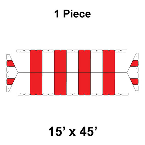 15' x 45' Gable Frame Tent, 1 Piece, 16 oz. Ratchet Top, White and Red