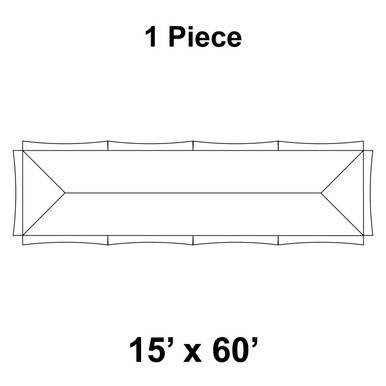 15' x 60' Master Series Frame Tent, 1 Piece, 16 oz. Ratchet Top, Solid White - Top-view outline drawing of a large rectangular white event tent with a solid white top and frame structure.