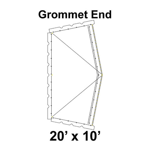 20' x 10' Classic Pole Tent Grommet End, 16 oz. Ratchet Top, Solid White