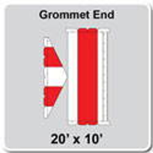 20' x 10' Gable Tent Grommet End, 16 oz. Ratchet Top, White and Red-product-main_image -product-main_image