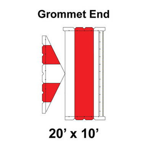20' x 10' Gable Tent Grommet End, 16 oz. Ratchet Top, White and Red 20' x 10' Gable Tent Grommet End, 16 oz. Ratchet Top, White and Red