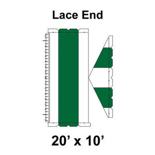 20' x 10' Gable Tent Lace End, 16 oz. Ratchet Top, White and Forest Green 20' x 10' Gable Tent Lace End, 16 oz. Ratchet Top, White and Forest Green