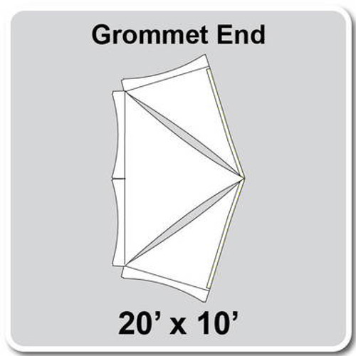 20' x 10' Master Series High Peak Tent Grommet End, 16 oz. Ratchet Top, Solid White-product-main_image -product-main_image