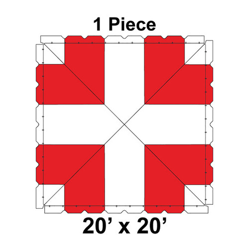 20' x 20' Classic Pole Tent, 1 Piece, 16 oz. Ratchet Top, White and Red