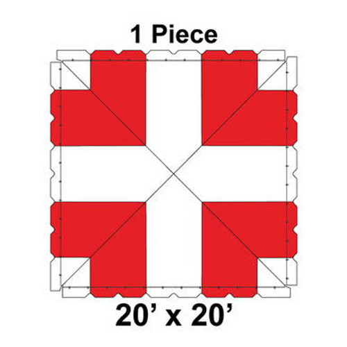 20' x 20' Classic Pole Tent, 1 Piece, 16 oz. Ratchet Top, White and Red 20' x 20' Classic Pole Tent, 1 Piece, 16 oz. Ratchet Top, White and Red