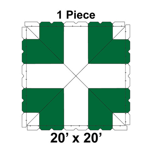 20' x 20' Classic Pole Tent, 1 Piece, 16 oz. Ratchet Top, White and Forest Green