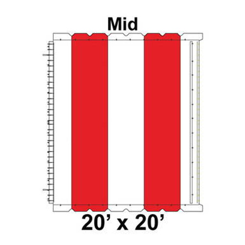 20' x 20' Classic Pole Tent Mid, 16 oz. Ratchet Top, White and Red 20' x 20' Classic Pole Tent Mid, 16 oz. Ratchet Top, White and Red