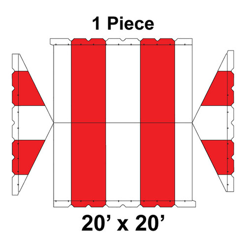 20' x 20' Gable Frame Tent, 1 Piece, 16 oz. Ratchet Top, White and Red 20' x 20' Gable Frame Tent, 1 Piece, 16 oz. Ratchet Top, White and Red