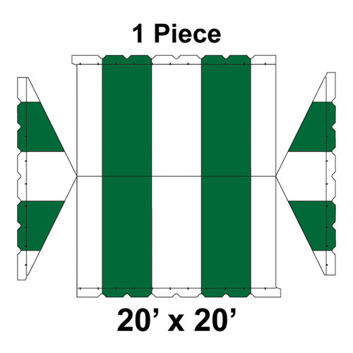 20' x 20' Gable Frame Tent, 1 Piece, 16 oz. Ratchet Top, White and Forest Green 20' x 20' Gable Frame Tent, 1 Piece, 16 oz. Ratchet Top, White and Forest Green