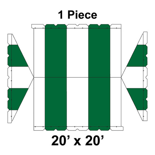 20' x 20' Gable Frame Tent, 1 Piece, 16 oz. Ratchet Top, White and Forest Green