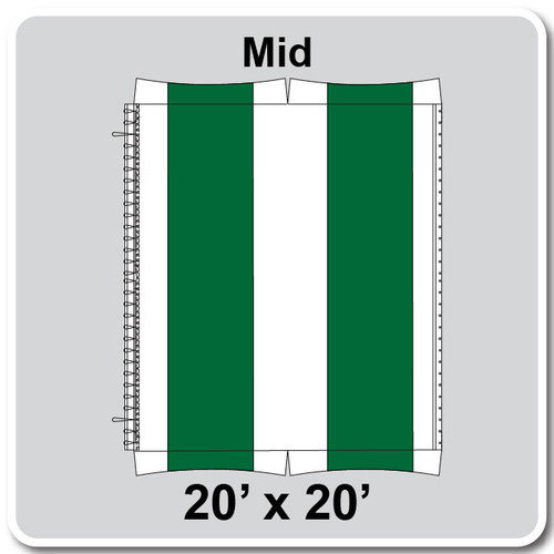 20' x 20' Master Frame Tent Mid, 16 oz. Ratchet Top, White and Forest Green