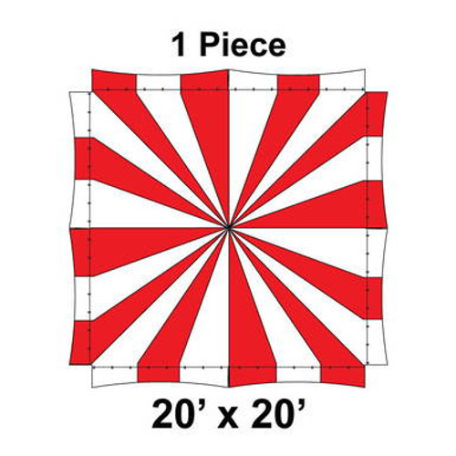 20' x 20' Master Series Peak Tent, 1 Piece, 16 oz. Ratchet Top, White and Red