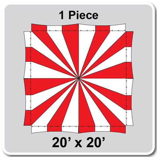 20' x 20' Master Series Peak Tent, 1 Piece, 16 oz. Ratchet Top, White and Red-product-main_image -product-main_image