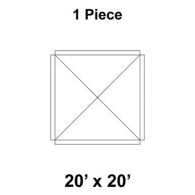 20' x 20' Premiere High Peak Tent, 1 Piece, 16 oz. Ratchet Top, Solid White, schematic top view diagram.