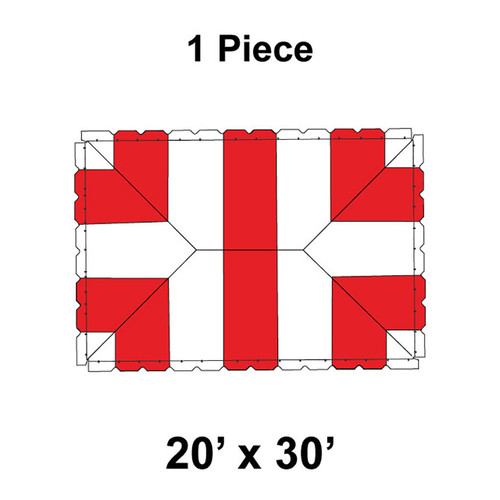 20' x 30' Classic Pole Tent, 1 Piece, 16 oz. Ratchet Top, White and Red-product-main_image -product-main_image