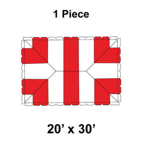 20' x 30' Classic Pole Tent, 1 Piece, 16 oz. Ratchet Top, White and Red 20' x 30' Classic Pole Tent, 1 Piece, 16 oz. Ratchet Top, White and Red