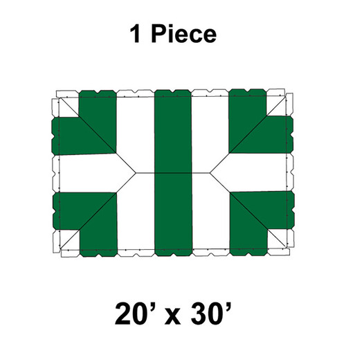 20' x 30' Classic Pole Tent, 1 Piece, 16 oz. Ratchet Top, White and Forest Green