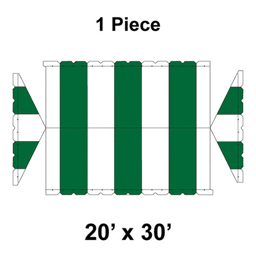 20' x 30' Gable Frame Tent, 1 Piece, 16 oz. Ratchet Top, White and Forest Green