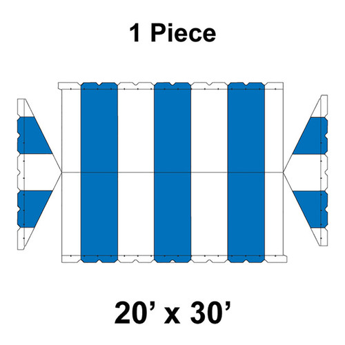 20' x 30' Gable Frame Tent, 1 Piece, 16 oz. Ratchet Top, White and Blue-product-main_image -product-main_image