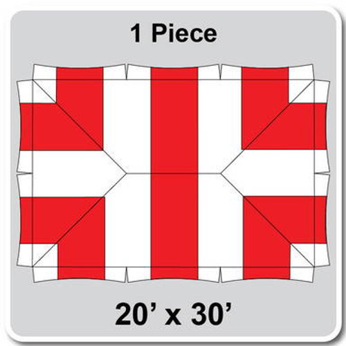 20' x 30' Master Series Frame Tent, 1 Piece, 16oz. Ratchet Top, White and Red