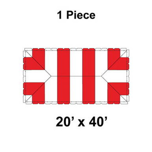 20' x 40' Classic Pole Tent, 1 Piece, 16 oz. Ratchet Top, White and Red-product-main_image -product-main_image