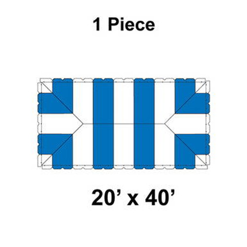 20' x 40' Classic Pole Tent, 1 Piece, 16 oz. Ratchet Top, White and Blue-product-main_image -product-main_image