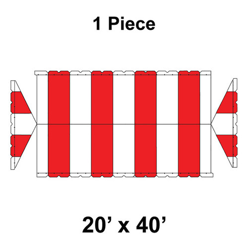 20' x 40' Gable Frame Tent, 1 Piece, 16 oz. Ratchet Top, White and Red-product-main_image -product-main_image
