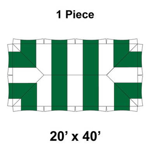 20' x 40' Master Series Frame Tent, 1 Piece, 16oz. Ratchet Top, White and Forest Green