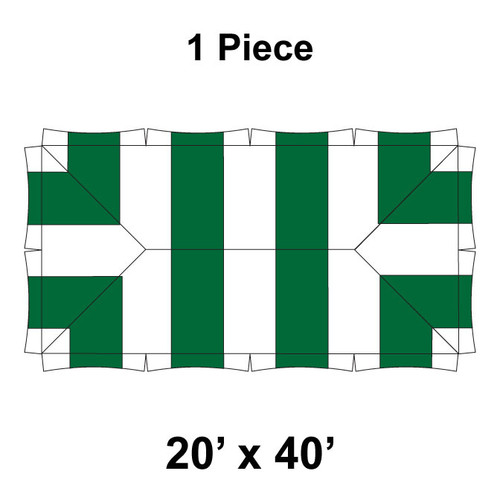 20' x 40' Master Series Frame Tent, 1 Piece, 16oz. Ratchet Top, White and Forest Green