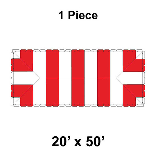 20' x 50' Classic Frame Tent, 1 Piece, 16 oz. Ratchet Top, White and Red