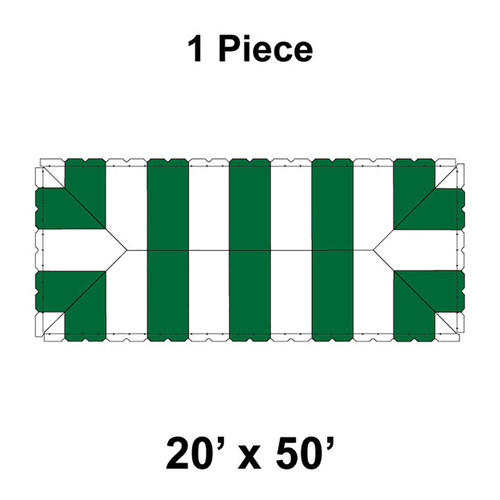 20' x 50' Classic Frame Tent, 1 Piece, 16 oz. Ratchet Top, White and Forest Green