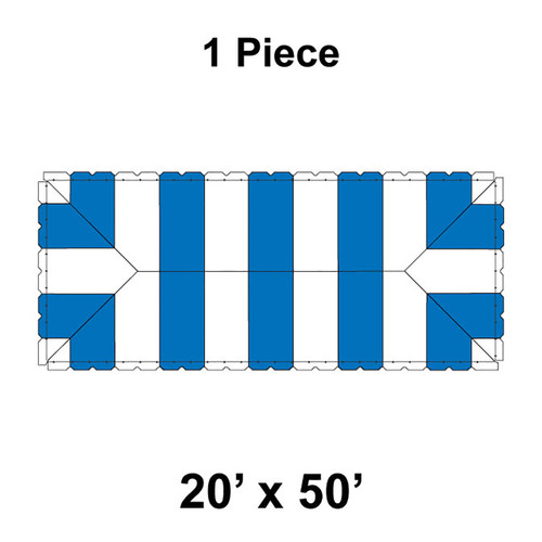 20' x 50' Classic Frame Tent, 1 Piece, 16 oz. Ratchet Top, White and Blue-product-main_image -product-main_image