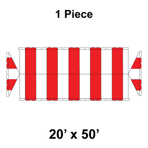 20' x 50' Gable Frame Tent, 1 Piece, 16 oz. Ratchet Top, White and Red-product-main_image -product-main_image
