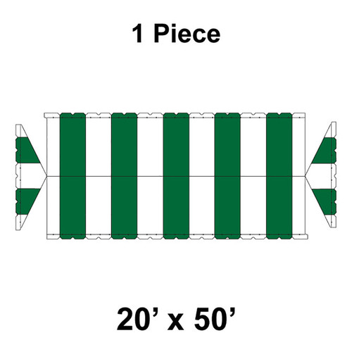 20' x 50' Gable Frame Tent, 1 Piece, 16 oz. Ratchet Top, White and Forest Green-product-main_image -product-main_image