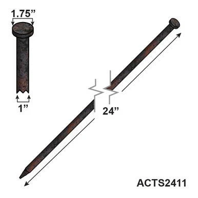 24" x 1" Single Head Tent Stake, sturdy metal stake with a pointed end and a single head design for securing tents.