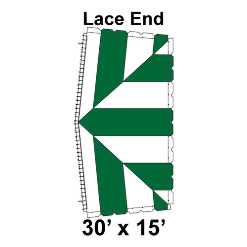 30' x 15' Classic Frame Tent Lace End, 16 oz. Ratchet Top, Forest Green and White