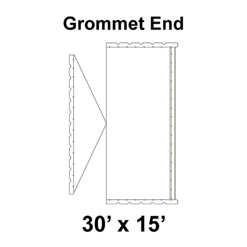 30' x 15' Gable Frame Tent Grommet End, 16 oz. Ratchet Top, Solid White