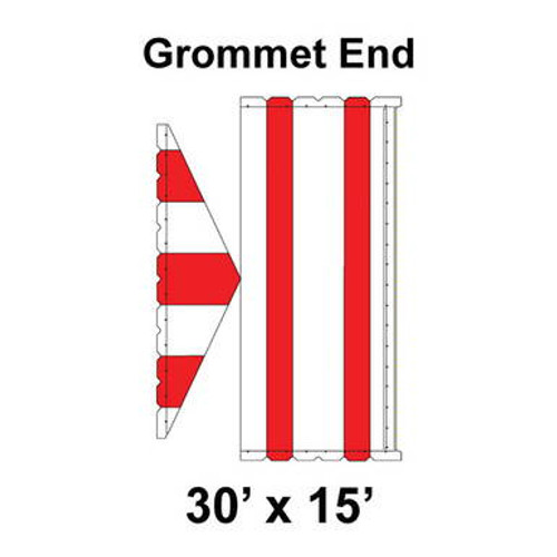 30' x 15' Gable Frame Tent Grommet End, 16 oz. Ratchet Top, White and Red 30' x 15' Gable Frame Tent Grommet End, 16 oz. Ratchet Top, White and Red
